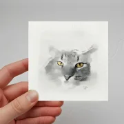 Katze - Miniatur, Aquarell Kunstdruck auf Büttenpapier