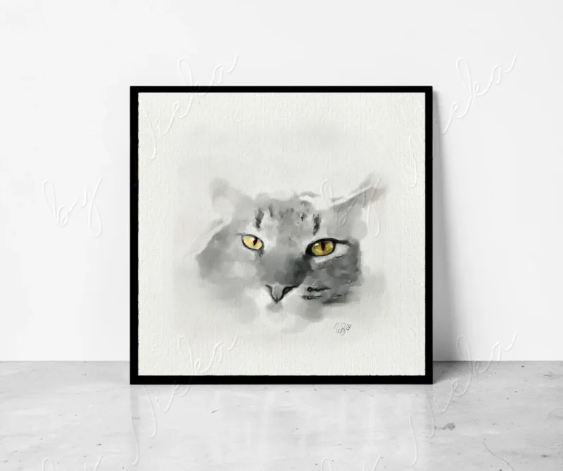 Katze - Miniatur, Aquarell Kunstdruck auf Büttenpapier