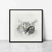 Katze - Miniatur, Aquarell Kunstdruck auf Büttenpapier