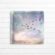 Kraniche Leinwandbild im Shabby Chic Landhausstil