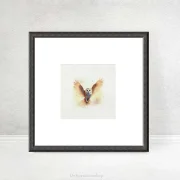 Eule Nachtvogel, Aquarell Miniatur Kunstdruck auf Büttenpapier