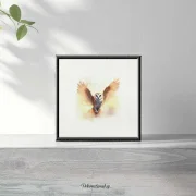 Eule Nachtvogel, Aquarell Miniatur Kunstdruck auf Büttenpapier