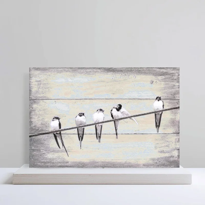 Schwalben, Vögel, Wandbild im Shabby-Chic, Landhausstil