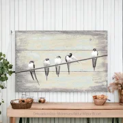 Schwalben, Vögel, Wandbild im Shabby-Chic, Landhausstil