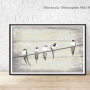 Schwalben, Vögel, Wandbild im Shabby-Chic, Landhausstil