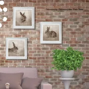 Hasen Trio, Wandbilder, 3er Set Waldtiere Kunstdruck