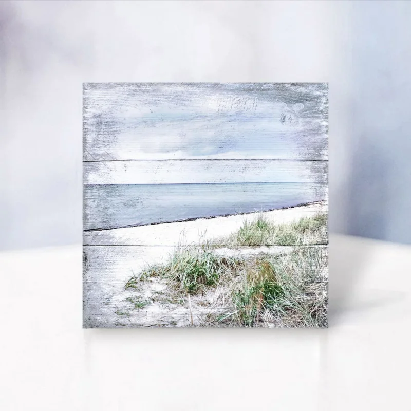 Küstenansicht Ostsee Darß - Maritimes Wandbild im Shabby Chic, Landhausstil