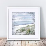 Küstenansicht Ostsee Darß - Maritimes Wandbild im Shabby Chic, Landhausstil, gerahmt