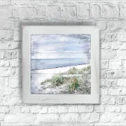 Küstenansicht Ostsee Darß - Maritimes Wandbild im Shabby Chic, Landhausstil, gerahmt