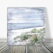 Küstenansicht Ostsee Darß - Maritimes Wandbild im Shabby Chic, Landhausstil auf  Leinwand