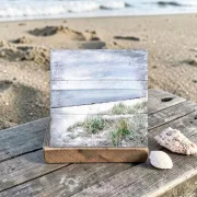 Küstenansicht Ostsee Darß - Maritimes Wandbild im Shabby Chic, Landhausstil auf Holz