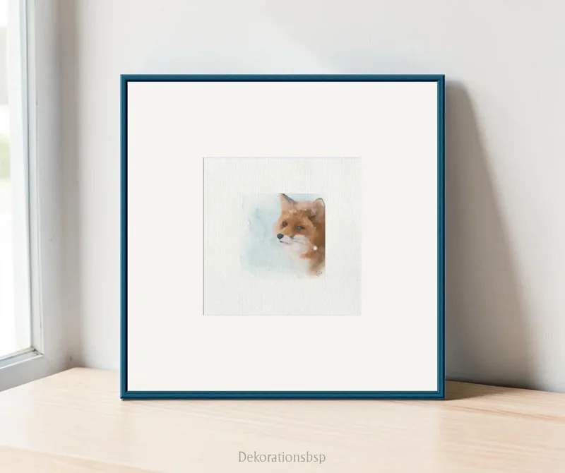 Fuchs - Waldtiere, Miniatur Aquarell Kunstdruck auf Büttenpapier