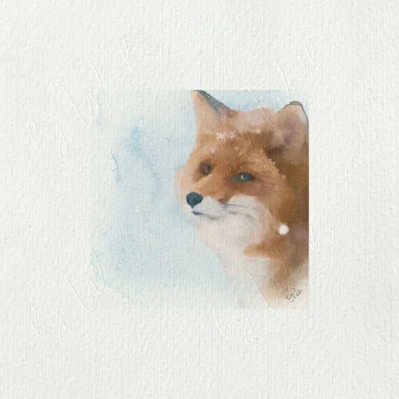 Fuchs - Waldtiere, Miniatur Aquarell Kunstdruck auf Büttenpapier