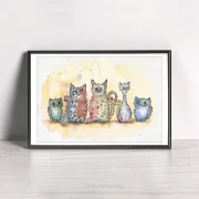 Cats, Wandbild Poster Kinderzimmer,  Aquarell