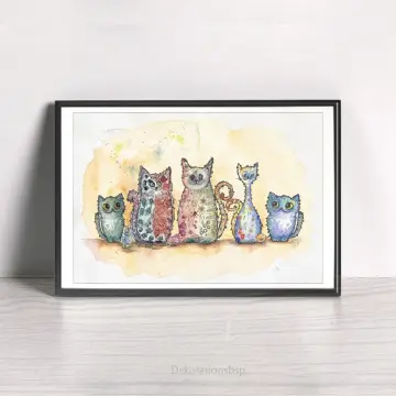 Cats, Wandbild Poster Kinderzimmer, Print nach Aquarell