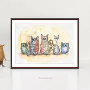 Cats, Wandbild Poster Kinderzimmer,  Aquarell