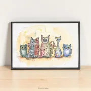 Cats, Wandbild Poster Kinderzimmer,  Aquarell