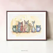 Cats, Wandbild Poster Kinderzimmer,  Aquarell