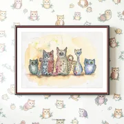 Cats, Wandbild Poster Kinderzimmer,  Aquarell