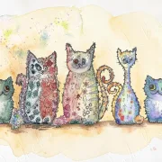 Cats, Wandbild Poster Kinderzimmer,  Aquarell