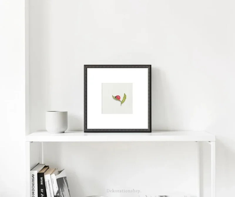Marienkäfer, Miniatur, Kunstdruck Aquarell  mit schwarzem Rahmen