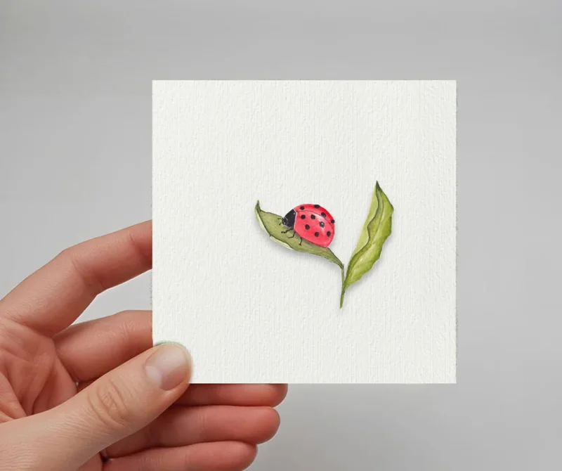 Marienkäfer, Miniatur Kunstdruck, Wandbild minimalistisch