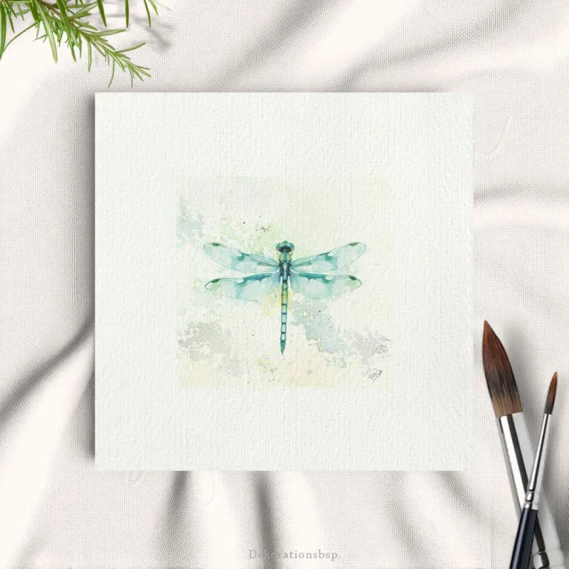 Miniatur, Kunstdruck nach handgemaltem Aquarell, Blumenwiese