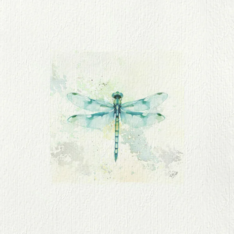 Libelle, Kunstdruck, Miniatur Aquarell minimalistisch