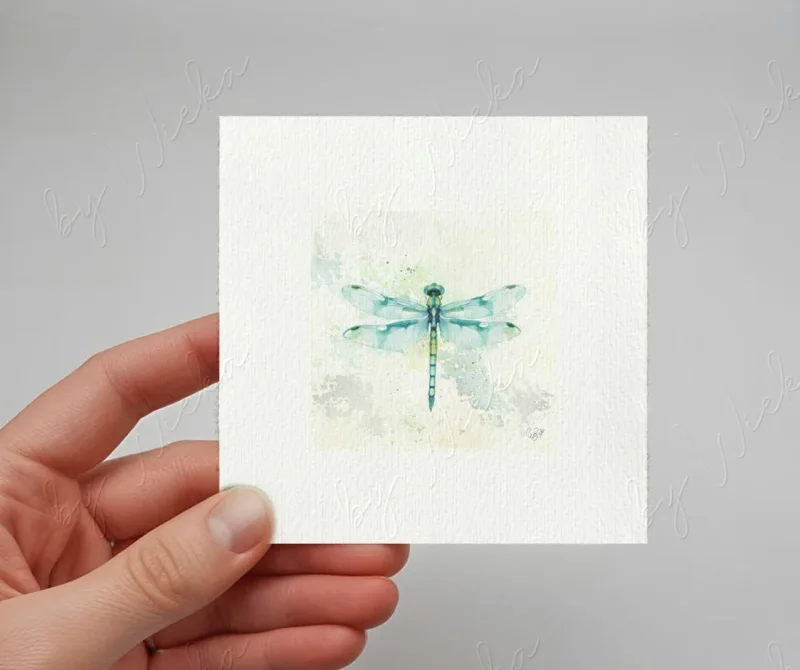 Libelle, Kunstdruck, Miniatur Aquarell minimalistisch