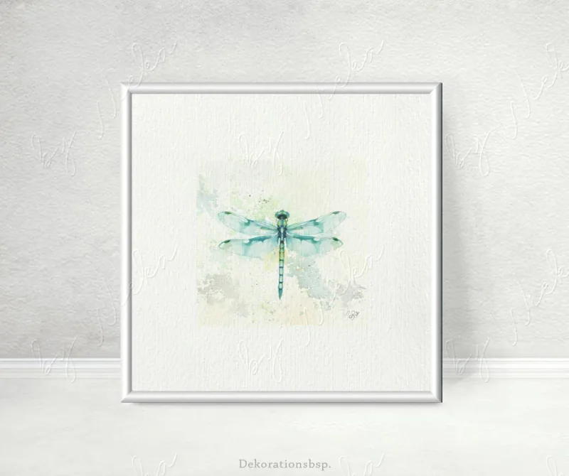 Libelle, Kunstdruck, Miniatur Aquarell minimalistisch