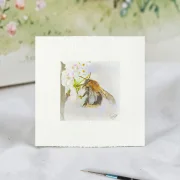 MHummel Miniatur, Kunstdruck nach handgemaltem Aquarelliniatur, Kunstdruck nach handgemaltem Aquarell, Blumenwiese