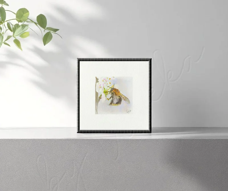 Hummel Miniatur, Kunstdruck nach handgemaltem Aquarell mit schwarzen Rahmen