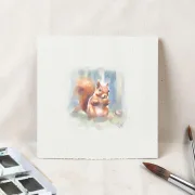 Eichhörnchen, Miniatur, Kunstdruck nach handgemaltem Aquarell