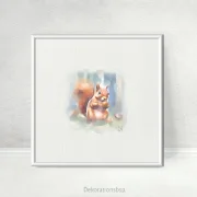 Eichhörnchen, Miniatur, Kunstdruck nach handgemaltem Aquarell