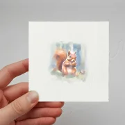 Eichhörnchen, Miniatur, Kunstdruck nach handgemaltem Aquarell