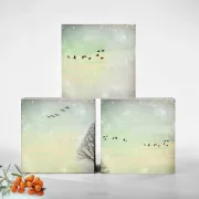 Kraniche, Set Kollektion Wandbilder im Landhausstil, Shabby Chic als Holzdruck kaufen