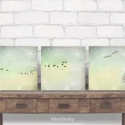 Kraniche, Set Kollektion Wandbilder im Landhausstil, Shabby Chic als Leinwanddruck kaufen