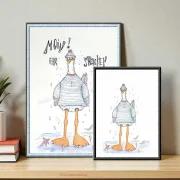 MOIN! IHR SPACKEN! Maritimes Wandbild Poster - Möwe mit humorvollem Spruch kaufen