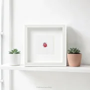 Marienkäfer, Miniatur, Kunstdruck nach handgemaltem Aquarell mit weißem Rahmen