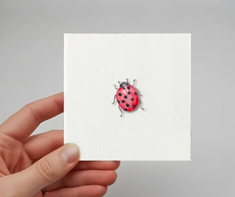Marienkäfer, Miniatur, Kunstdruck nach handgemaltem Aquarell