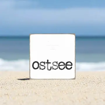 Ostsee, Maritimer Miniblock Holzschild mit Spruch