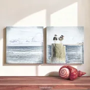 Meerweh, Möwenduo 2er Set Wandbilder im Shabby Landhausstil