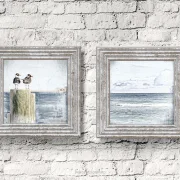 Meerweh, Möwenduo 2er Set Wandbilder im Shabby Landhausstil