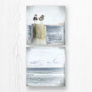 Meerweh, Möwenduo 2er Set Wandbilder im Shabby Landhausstil