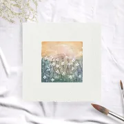 Miniatur, Kunstdruck nach handgemaltem Aquarell, Blumenwiese