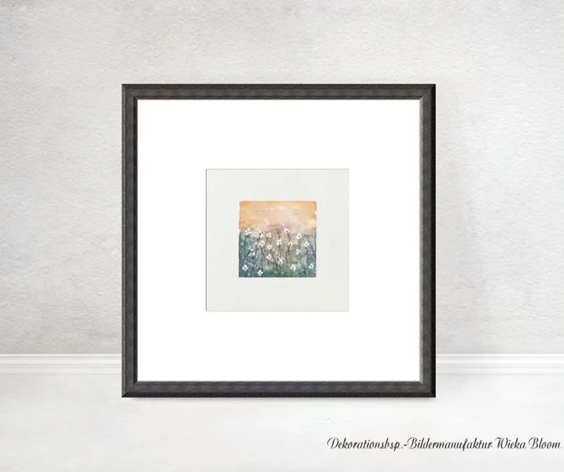 Miniatur, Kunstdruck, Wandbild Aquarell-Blumenwiese 03