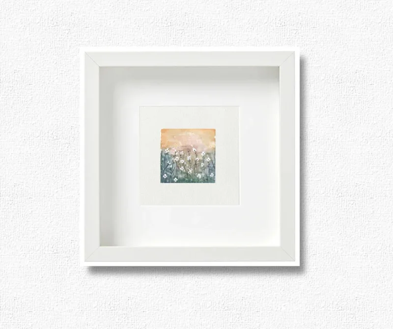 Miniatur, Kunstdruck, Wandbild Aquarell-Blumenwiese 03