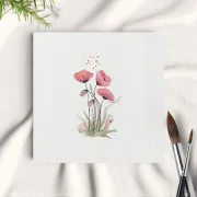 Rote Mohnblumen, Miniatur, Kunstdruck nach handgemaltem Aquarell im Landhausstil
