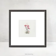 Rote Mohnblumen, Miniatur, Kunstdruck nach handgemaltem Aquarell im Landhausstil