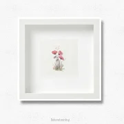 Rote Mohnblumen, Miniatur, Kunstdruck nach handgemaltem Aquarell im Landhausstil